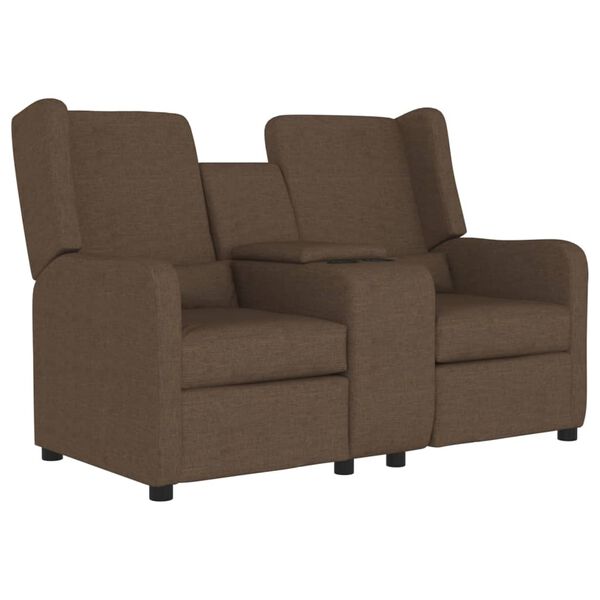 vidaXL Nagibni dvosjed od tkanine s držačem ča&scaron;a smeđi