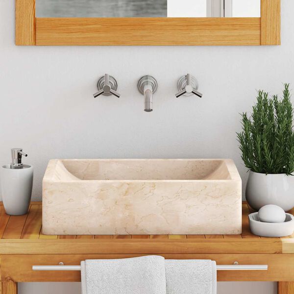 vidaXL Umivaonik 45 x 30 x 12 cm mramorni visoki sjaj krem