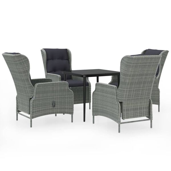 vidaXL 5-dijelni vrtni blagovaonski set svjetlosivi