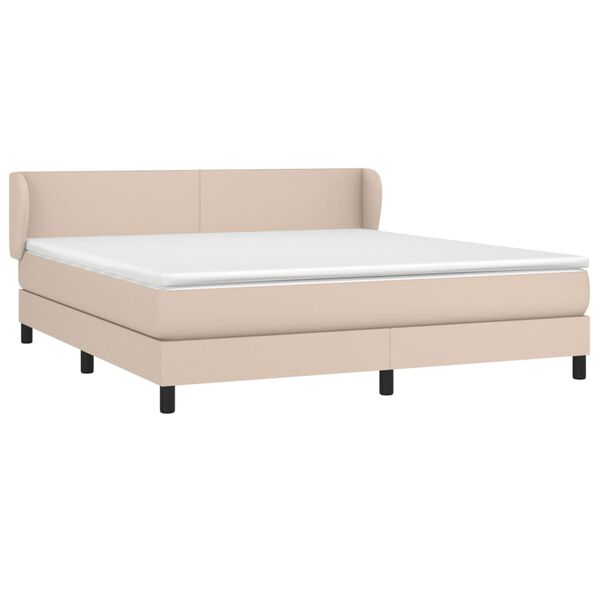vidaXL Krevet box spring s madracem cappuccino 180x200 cm umjetna koža