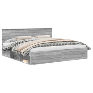 vidaXL Krevetna konstrukcija s uzglavljem Siva Sonoma 200 x 200 cm