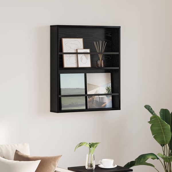 vidaXL Polica za časopise Crni hrast 60 x 12 x 70 cm Konstruirano drvo
