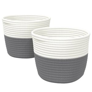 vidaXL Ko&scaron;are za pohranu 2 kom sive-bijele &Oslash; 24 x 18 cm pamučne