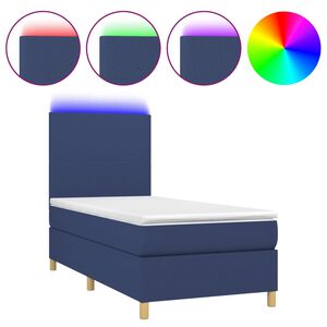vidaXL Krevet box spring s madracem LED plavi 80 x 200 cm od tkanine