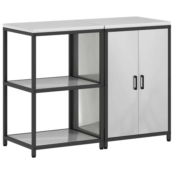 vidaXL Kuhinjski set za pohranu s policom 2 pcs Srebrno Cinkani čelik