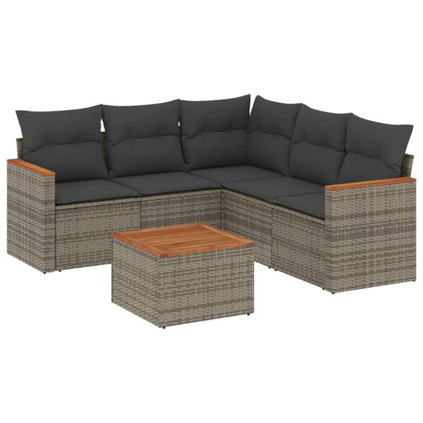 vidaXL 6-dijelni set vrtnih sofa od poliratana s jastucima sivi