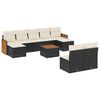 vidaXL 10-dijelni set vrtnih sofa s jastucima crni od poliratana