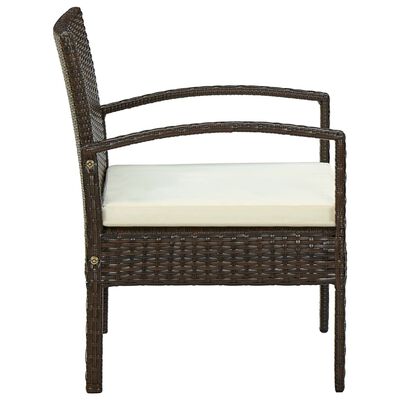 vidaXL Vrtna stolica od poliratana s jastukom smeđa