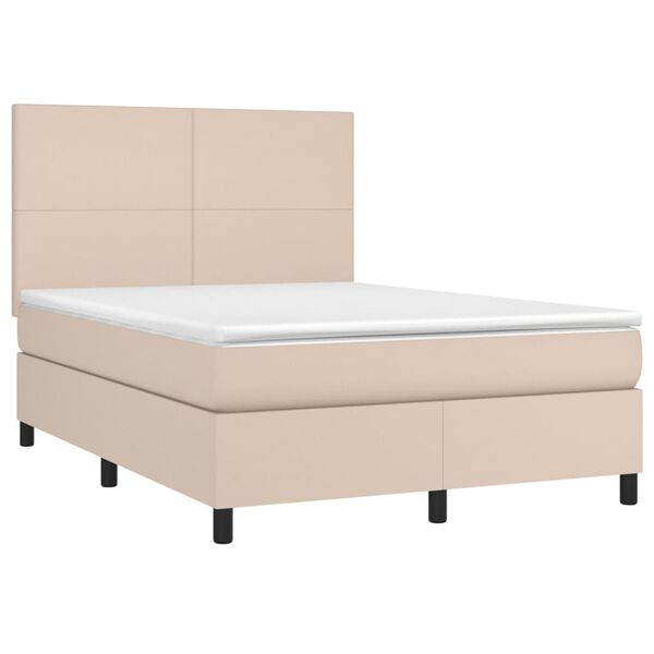 vidaXL Krevet box spring madrac LED cappuccino 140x200cm umjetna koža