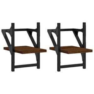 vidaXL Zidne police s prečkama 2 kom smeđa boja hrasta 20x25x30 cm