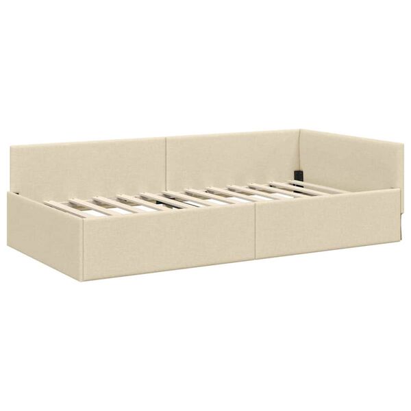 vidaXL Kutni okvir kreveta s uzglavljem Krema 100 cm x 200 cm Bar&scaron;un