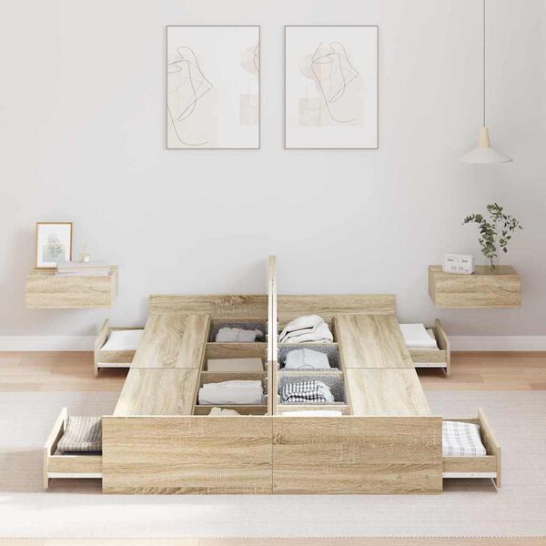 vidaXL Krevet s ladicama Sonoma hrast 120 x 200 cm Konstruirano drvo