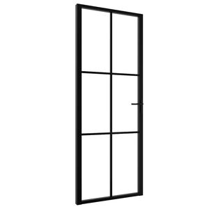 vidaXL Sobna vrata od stakla ESG i aluminija 76 x 201,5 cm crna
