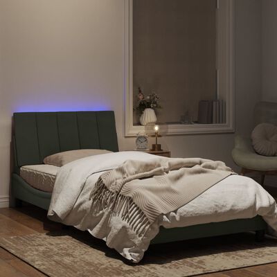 vidaXL Okvir kreveta s LED svjetlima svjetlosivi 100x200 cm baršunasti
