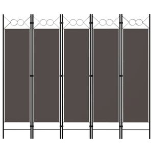 vidaXL Sobna pregrada s 5 panela antracit 200 x 180 cm
