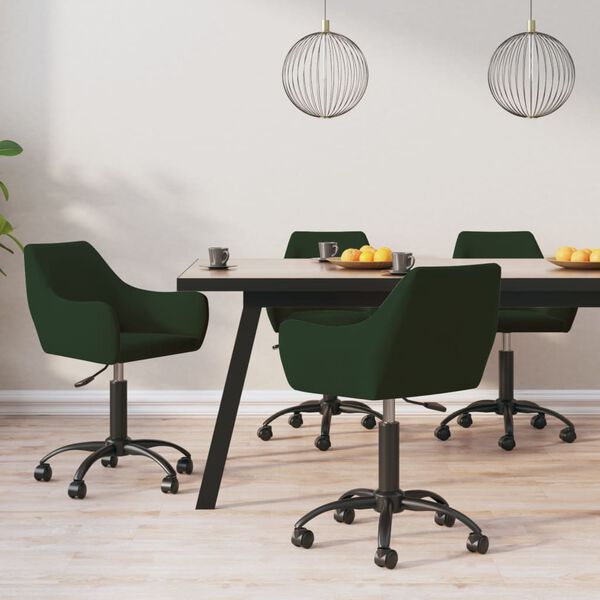 vidaXL Okretne blagovaonske stolice 4 kom tamnozelene bar&scaron;unaste