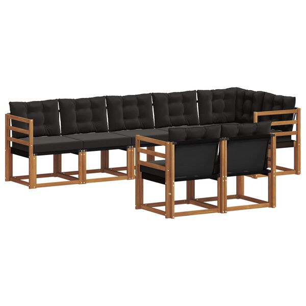 vidaXL Set vanjskih sofa s jastukom 8 pcs Prirodna i crna