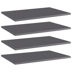 vidaXL Police za knjige 4 kom visoki sjaj sive 60x40x1,5 cm od iverice