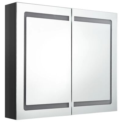 vidaXL LED kupaonski ormarić s ogledalom sjajni crni 80 x 12 x 68 cm