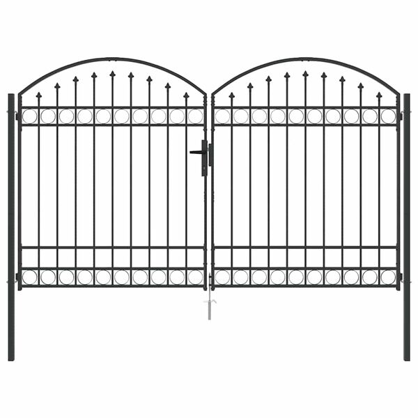 vidaXL Ograda vrata s zaključavanjem Siva 300 x 175 cm Čelik