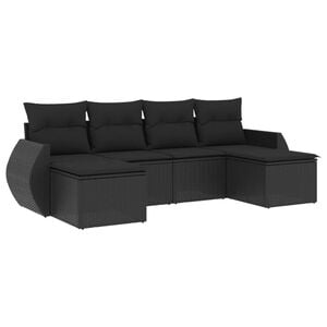 vidaXL 6-dijelni set vrtnih sofa s jastucima crni od poliratana