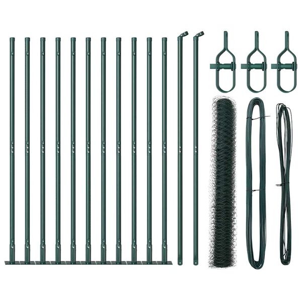 vidaXL Stup za ogradu Zelena 25 x 1,2 m (mreža od 36 mm) Čelik