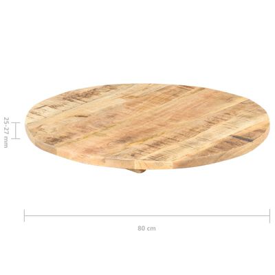 vidaXL Stolna ploča od masivnog drva manga okrugla 25 - 27 mm 80 cm