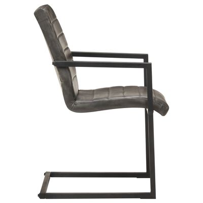 vidaXL Konzolne blagovaonske stolice od prave kože 2 kom sive