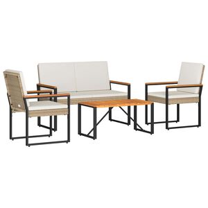 vidaXL Set vanjskog namje&scaron;taja 4 pcs Bež i krem bijela poliratan