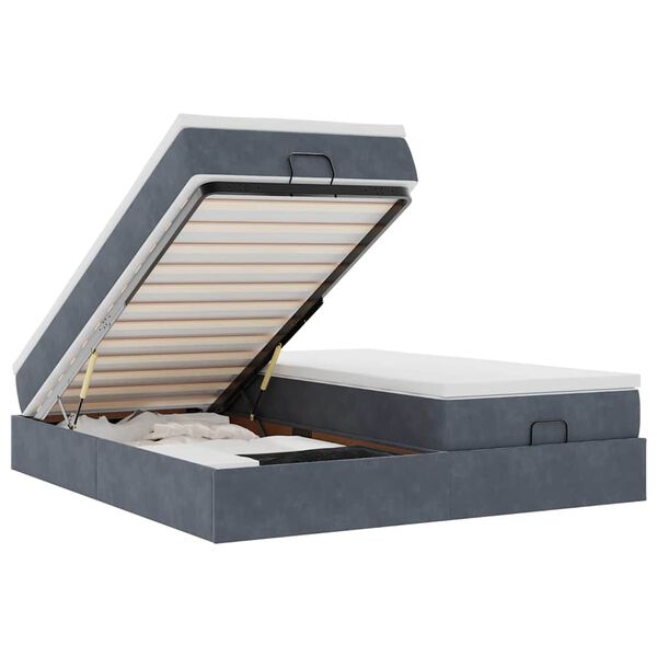 vidaXL Okvir kreveta s madracima tamnosivi 160x200cm bar&scaron;unasti