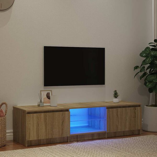 vidaXL TV ormarić s LED svjetlima boja dimljenog hrasta 140x40x36 cm