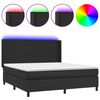 vidaXL Krevet box spring s madracem LED crni 160x200cm od umjetne kože