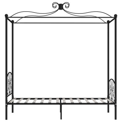 vidaXL Okvir za krevet s nadstrešnicom crni metalni 100 x 200 cm