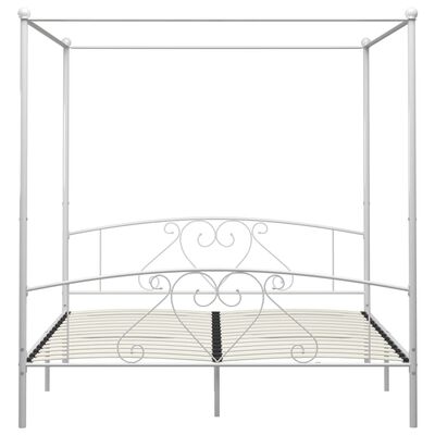 vidaXL Okvir za krevet s nadstrešnicom bijeli metalni 180 x 200 cm