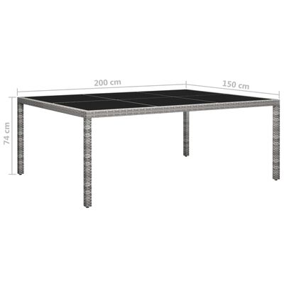 vidaXL Vrtni blagovaonski stol sivi 200 x 150 x 74 cm od poliratana