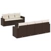vidaXL 8-dijelni set vrtnih sofa s jastucima smeđi od poliratana