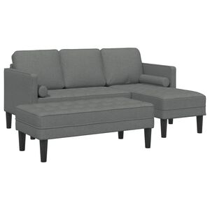 vidaXL Set sofe s jastukom 2 pcs Tamno siva Poliester