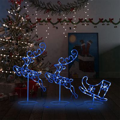 vidaXL Akrilni božićni sob sa sanjkama 260 x 21 x 87 cm plavi