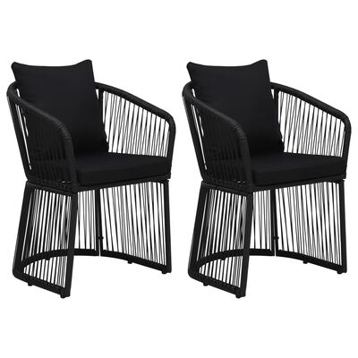 vidaXL Vrtne stolice 2 kom s jastucima od PVC ratana crne