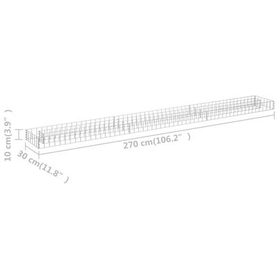 vidaXL Gabionska povišena gredica od pocinčanog čelika 270x30x10 cm