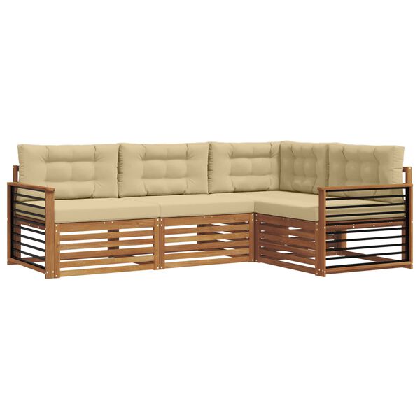 vidaXL Set vanjskih sofa s jastukom 4 pcs Prirodna i bež