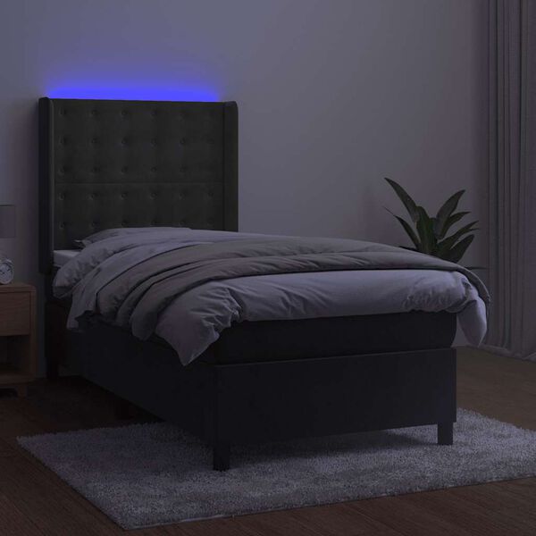 vidaXL Krevet box spring s madracem LED tamnosivi 80 x 200 cm bar&scaron;un