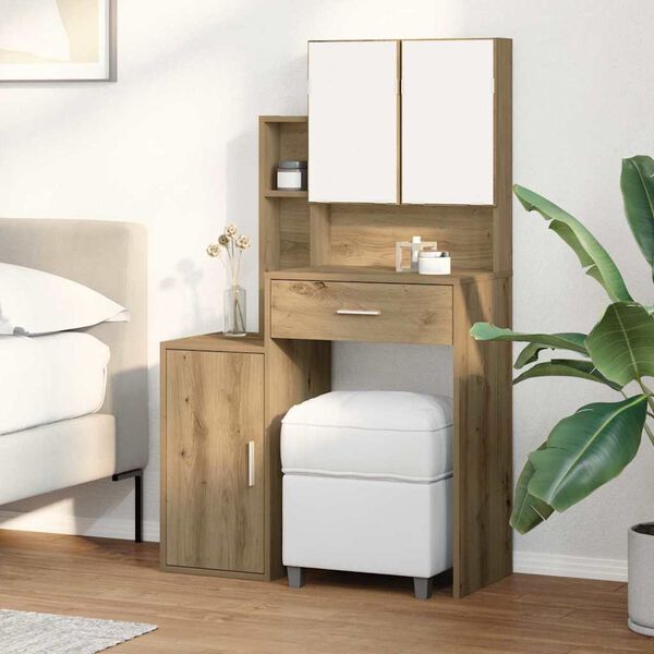 vidaXL Toaletni stol s ladicama Umjetnički hrast 80 x 35 x 132 cm