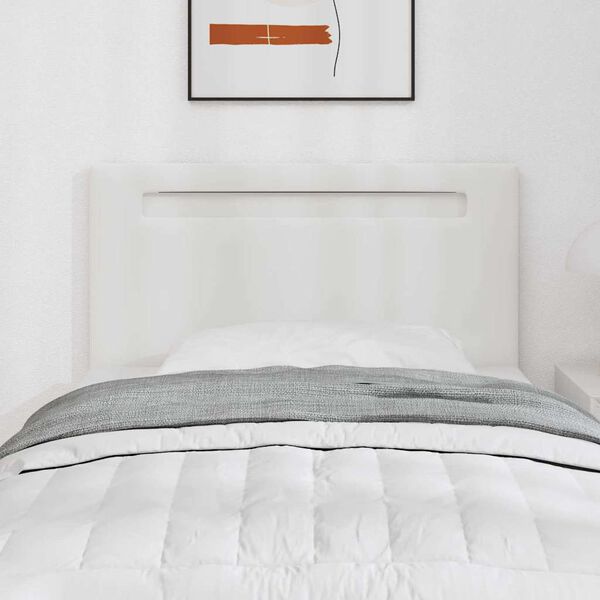 vidaXL LED glava kreveta Bijelo 90 cm Lažna koža