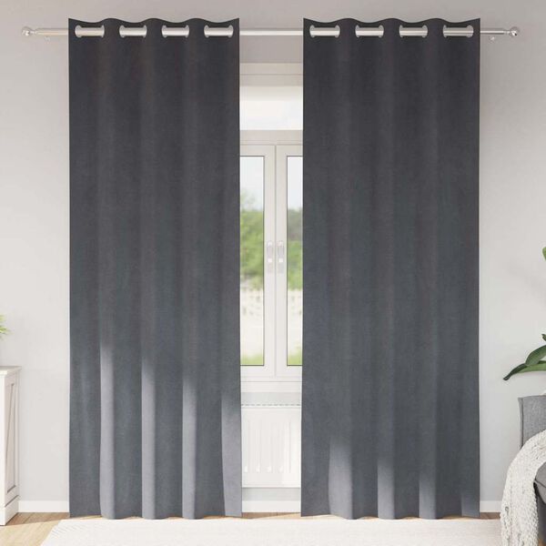 vidaXL Zavjese za zamračivanje 2 pcs Svijetlo siva 140 x 260 cm Bar&scaron;un