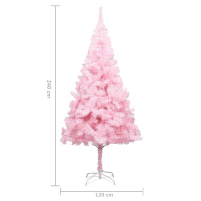 vidaXL Umjetno osvijetljeno božićno drvce sa stalkom rozo 240 cm PVC