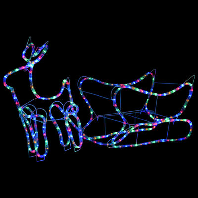 vidaXL Ukrasni božićni sob i sanjke vanjski s 252 s LED žaruljama