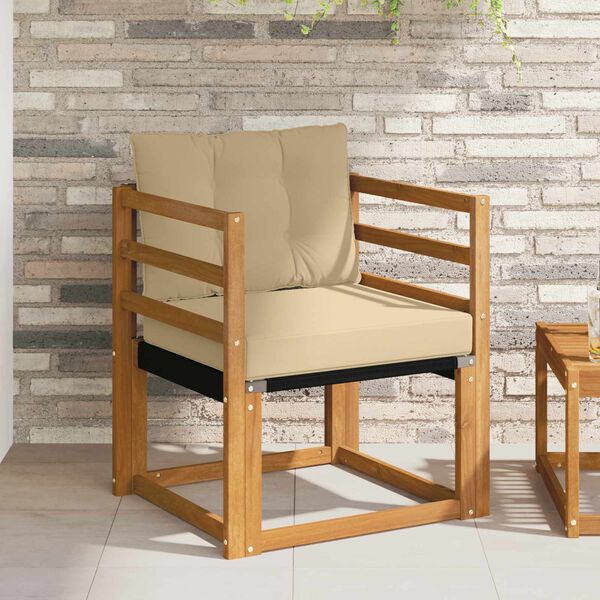 vidaXL Vanjski kauč Čvrsto drvo akacije i Textilene Prirodna