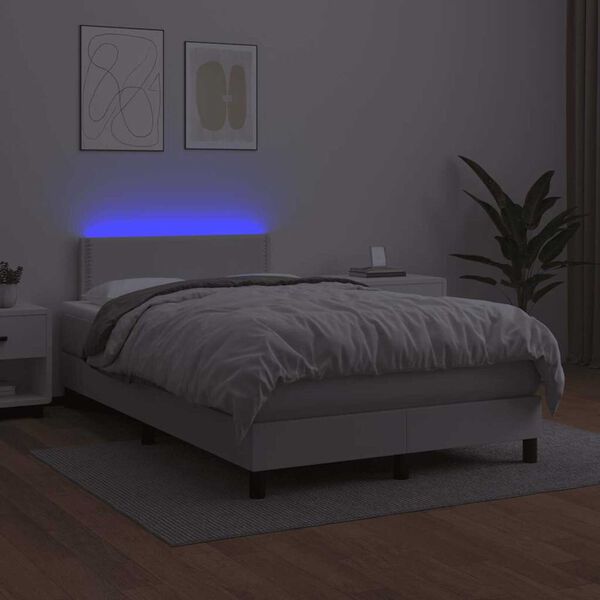 vidaXL Krevet box spring s madracem LED bijeli 120x190 cm umjetna koža