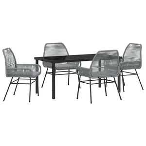 vidaXL Vrtni set za objed s jastukom 5 pcs Siva poliratan
